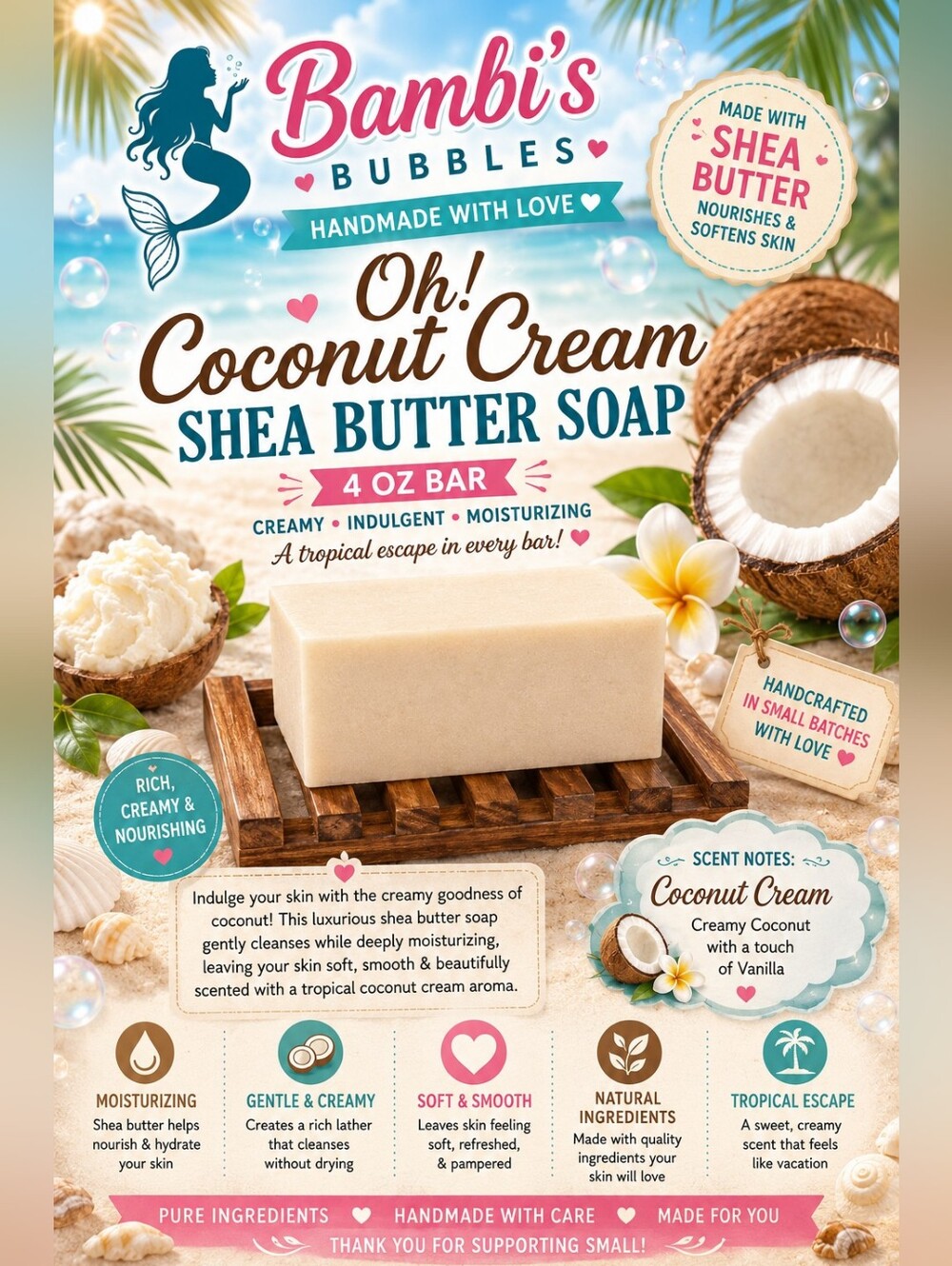 New! Hand Crafted Sugar Rush Collection 4oz Shea Butter Soap Assorted Scents - Picture 5 of 10